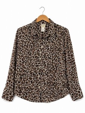 J.Crew Leopard Print Button Up Shirt Women’s Small 100% Cotton